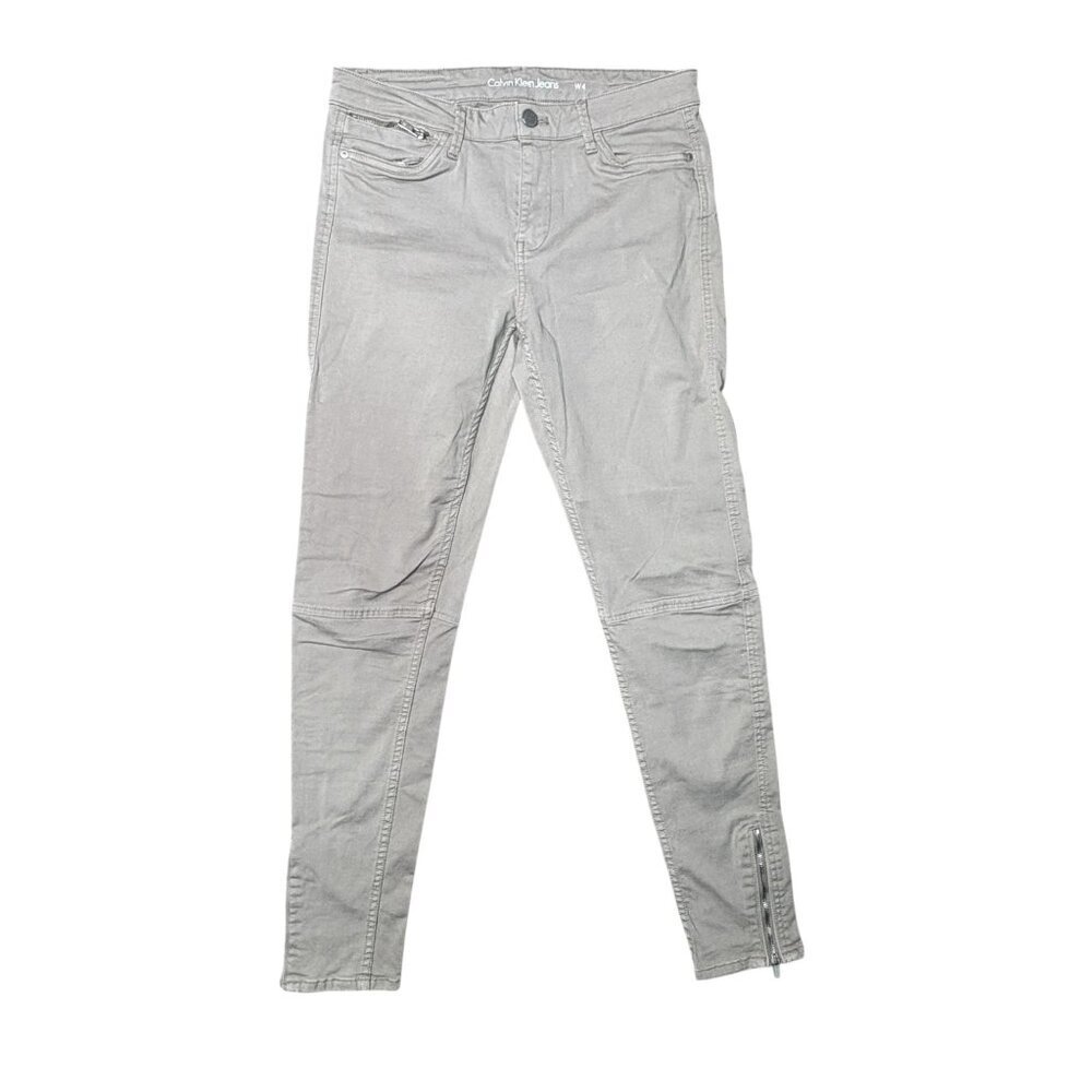 Calvin Klein Khaki Skinny Jeans Size 4 Zipper Ankles
